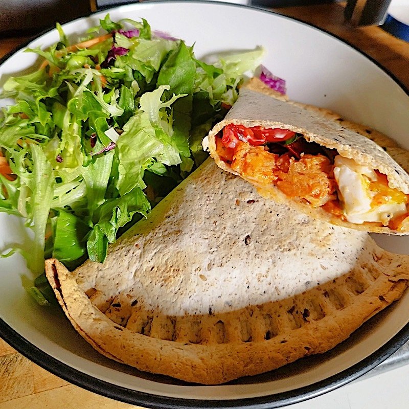 a wrap cooked using a crimp it